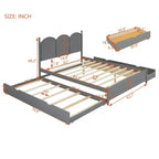 Lit queen size avec rangement et lit gigogne double XL, Lit plateforme queen size en bois avec 2 tiroirs de rangement