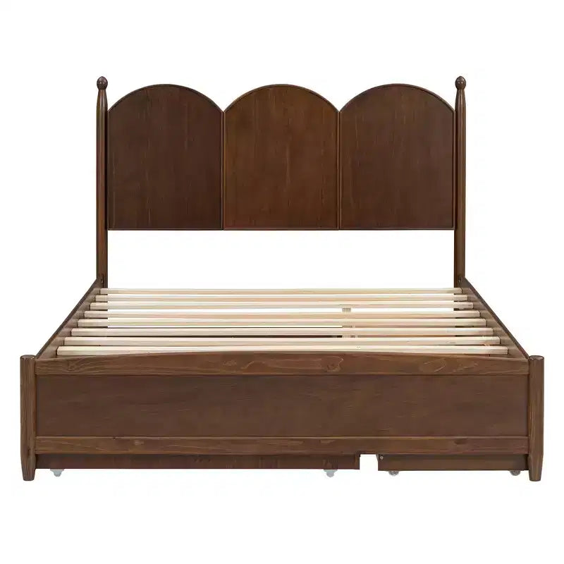 Lit queen size avec rangement et lit gigogne double XL, Lit plateforme queen size en bois avec 2 tiroirs de rangement