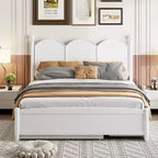Lit queen size avec rangement et lit gigogne double XL, Lit plateforme queen size en bois avec 2 tiroirs de rangement