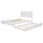 Lit queen size avec rangement et lit gigogne double XL, Lit plateforme queen size en bois avec 2 tiroirs de rangement
