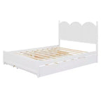 Lit queen size avec rangement et lit gigogne double XL, Lit plateforme queen size en bois avec 2 tiroirs de rangement