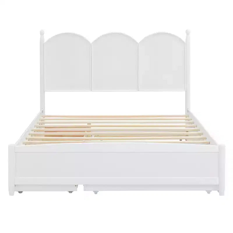 Lit queen size avec rangement et lit gigogne double XL, Lit plateforme queen size en bois avec 2 tiroirs de rangement