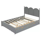 Lit queen size avec rangement et lit gigogne double XL, Lit plateforme queen size en bois avec 2 tiroirs de rangement