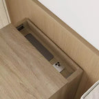 Table de chevet Famapy en chêne clair avec tiroir caché, abattant supérieur - Porte avec serrure NFC et tiroir inférieur à ouverture par pression, table d'appoint pour chambre et salon