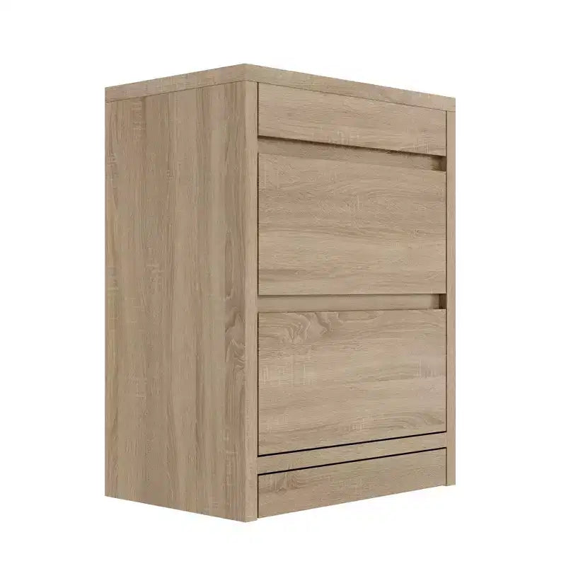 Table de chevet Famapy en chêne clair avec tiroir caché, abattant supérieur - Porte avec serrure NFC et tiroir inférieur à ouverture par pression, table d'appoint pour chambre et salon
