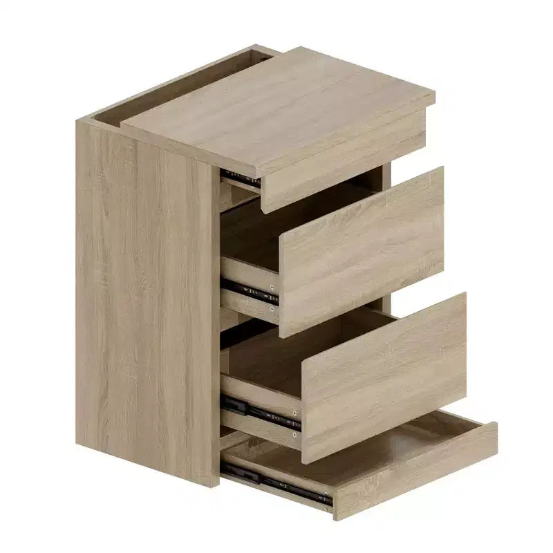 Table de chevet Famapy en chêne clair avec tiroir caché, abattant supérieur - Porte avec serrure NFC et tiroir inférieur à ouverture par pression, table d'appoint pour chambre et salon