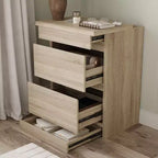 Table de chevet Famapy en chêne clair avec tiroir caché, abattant supérieur - Porte avec serrure NFC et tiroir inférieur à ouverture par pression, table d'appoint pour chambre et salon