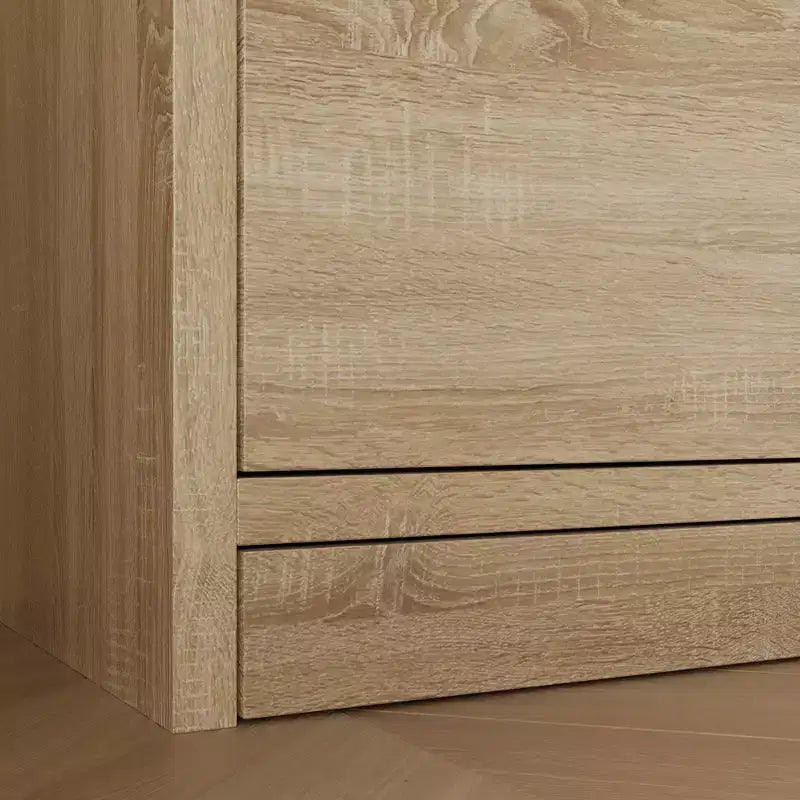 Table de chevet Famapy en chêne clair avec tiroir caché, abattant supérieur - Porte avec serrure NFC et tiroir inférieur à ouverture par pression, table d'appoint pour chambre et salon