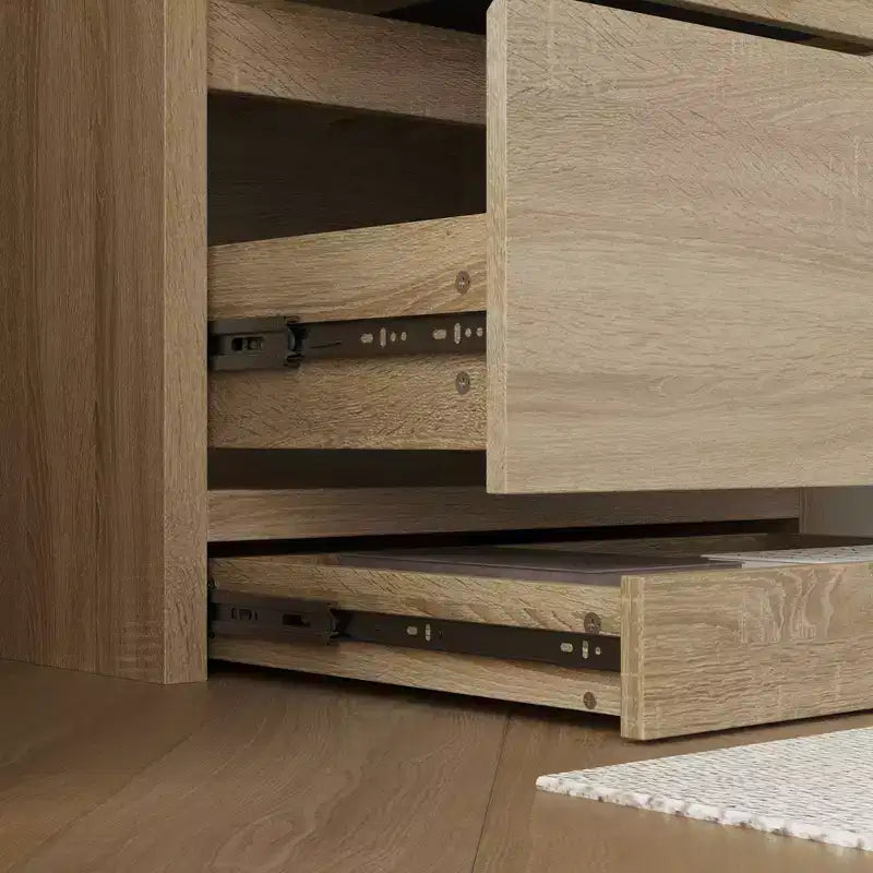 Table de chevet Famapy en chêne clair avec tiroir caché, abattant supérieur - Porte avec serrure NFC et tiroir inférieur à ouverture par pression, table d'appoint pour chambre et salon