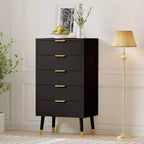 Bedroom five-drawer storage cabinet with metal handles and metal legs, suitable for bedroom, living room, corridor, entryway