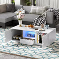 Bestier Modern High Glossy Rectangle Coffee Table, Stylish Center Table with Storage Space, Accent Furniture with 16 Color LED Lights for Living Room