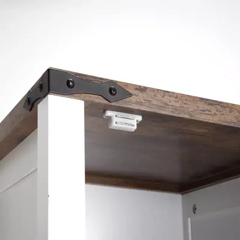 COZONY Table de chevet de ferme 24 po avec station de charge, étagère réglable à porte de grange, table d'appoint rustique pour chambre à coucher et salon