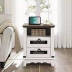 Table de chevet de ferme COZONY avec station de charge, tiroirs, compartiment de rangement ouvert, table de chevet pour chambre à coucher et salon