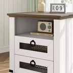 Table de chevet de ferme COZONY avec station de charge, tiroirs, compartiment de rangement ouvert, table de chevet pour chambre à coucher et salon