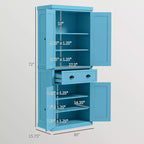 Meuble de Rangement de Cuisine, Buffet avec 4 Portes et 3 Étagères Réglables, Grand Tiroir Central, 72 po