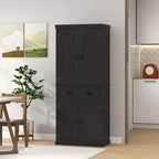 Meuble de Rangement de Cuisine, Buffet avec 4 Portes et 3 Étagères Réglables, Grand Tiroir Central, 72 po
