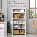 Armoire de cuisine garde-manger de 63 po, Armoire de rangement autonome, Vitrine avec 2 portes vitrées et 2 étagères réglables pour salle à manger