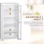 Armoire de cuisine garde-manger de 63 po, Armoire de rangement autonome, Vitrine avec 2 portes vitrées et 2 étagères réglables pour salle à manger
