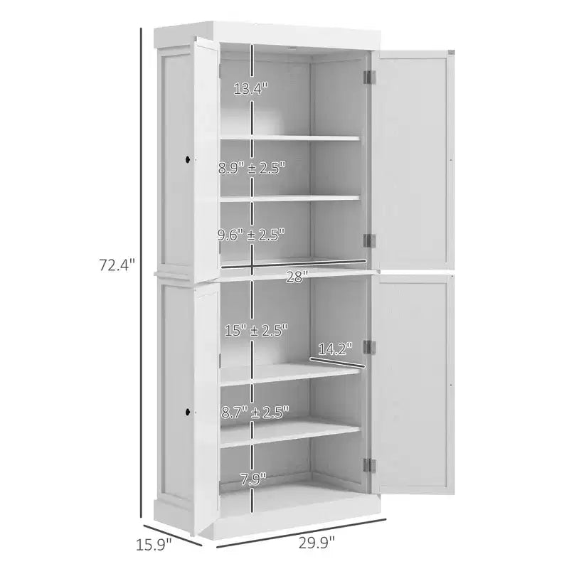 Armoire de cuisine 72, armoire de rangement de garde-manger avec portes et étagères, armoire de garde-manger autoportante à grain de bois