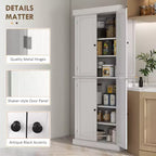 Armoire de cuisine 72, armoire de rangement de garde-manger avec portes et étagères, armoire de garde-manger autoportante à grain de bois