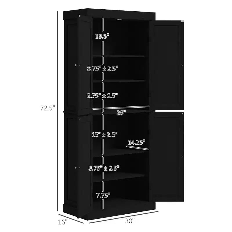 Armoire de cuisine 72, armoire de rangement de garde-manger avec portes et étagères, armoire de garde-manger autoportante à grain de bois