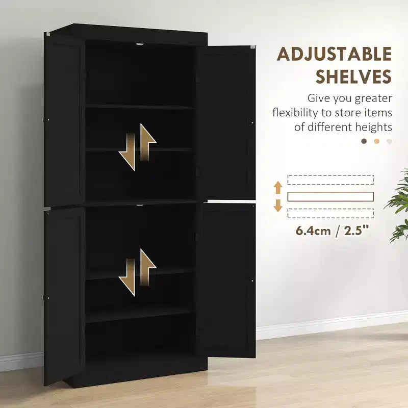Armoire de cuisine 72, armoire de rangement de garde-manger avec portes et étagères, armoire de garde-manger autoportante à grain de bois