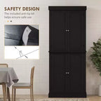 Armoire de cuisine 72, armoire de rangement de garde-manger avec portes et étagères, armoire de garde-manger autoportante à grain de bois