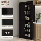 Armoire de cuisine 72, armoire de rangement de garde-manger avec portes et étagères, armoire de garde-manger autoportante à grain de bois
