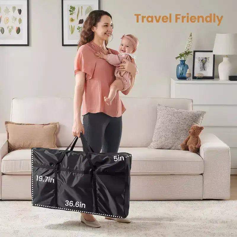JOYMOR Couffin Bébé 3 en 1, Cododo pour Bébé, avec Matelas Confortable et Roues, 6 Hauteurs Réglables, Pliage Facile (Beige)
