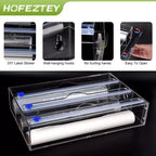 Organisateur de papier aluminium et film plastique – Distributeur de rangement en acrylique pour tiroir de cuisine (taille standard, transparent)