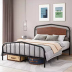 Platform Bed Frame with Wooden Headboard - Heavy Duty Metal Frame, No Box Spring Needed, Noise Free, Easy Assembly, Walnut Brown, FULL