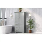 Armoire de rangement haute et large avec portes pour salle de bain/bureau, trois tiroirs, blanche