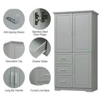Armoire de rangement haute et large avec portes pour salle de bain/bureau, trois tiroirs, blanche