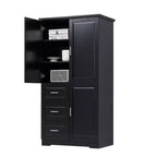 Armoire de rangement haute et large avec portes pour salle de bain/bureau, trois tiroirs, blanche