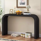 Table console minimaliste Okak avec coin arqué, table d'entrée avec plateau et pieds épais, table d'appoint pour entrée, salon
