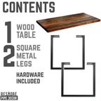 Table basse Pipe Decor Skyline Boulder noire en bois massif avec pieds de 12 po pour aménagement paysager