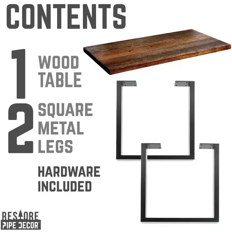 Table basse Pipe Decor Skyline Boulder noire en bois massif avec pieds de 12 po pour aménagement paysager