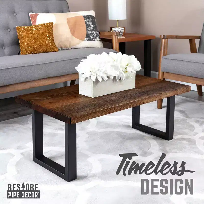 Table basse Pipe Decor Skyline Boulder noire en bois massif avec pieds de 12 po pour aménagement paysager