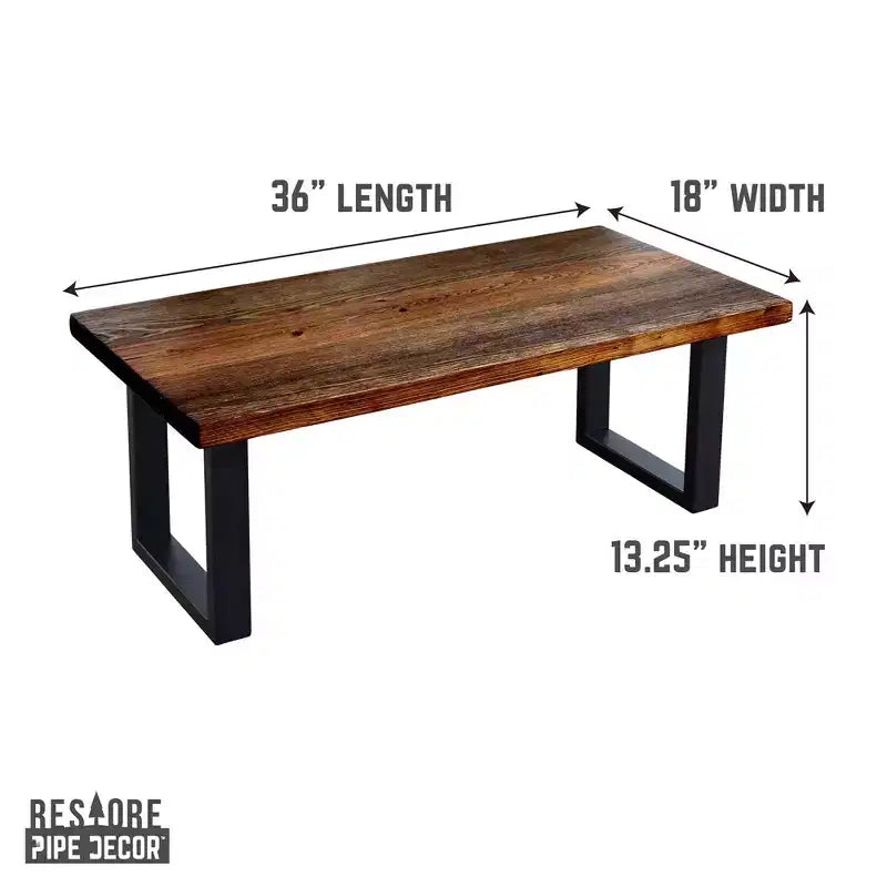 Table basse Pipe Decor Skyline Boulder noire en bois massif avec pieds de 12 po pour aménagement paysager