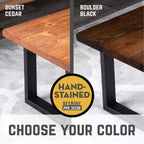 Table basse Pipe Decor Skyline Boulder noire en bois massif avec pieds de 12 po pour aménagement paysager