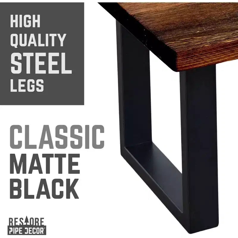Table basse Pipe Decor Skyline Boulder noire en bois massif avec pieds de 12 po pour aménagement paysager