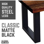 Table basse Pipe Decor Skyline Boulder noire en bois massif avec pieds de 12 po pour aménagement paysager