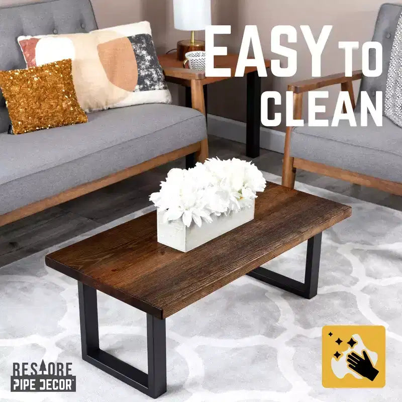Table basse Pipe Decor Skyline Boulder noire en bois massif avec pieds de 12 po pour aménagement paysager