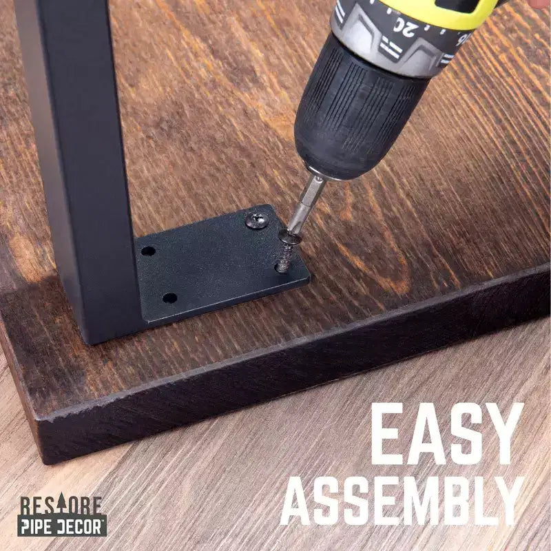 Table basse Pipe Decor Skyline Boulder noire en bois massif avec pieds de 12 po pour aménagement paysager