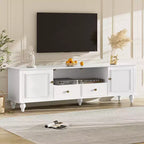 Meuble TV Bestier 70,9 pouces pour téléviseurs jusqu'à 80 pouces avec compartiment ouvert, meuble de rangement TV avec 2 tiroirs, 5 pieds solides pour salon