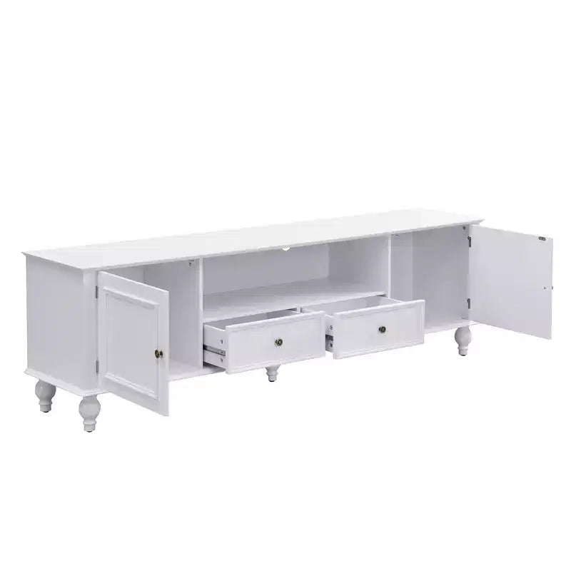 Meuble TV Bestier 70,9 pouces pour téléviseurs jusqu'à 80 pouces avec compartiment ouvert, meuble de rangement TV avec 2 tiroirs, 5 pieds solides pour salon