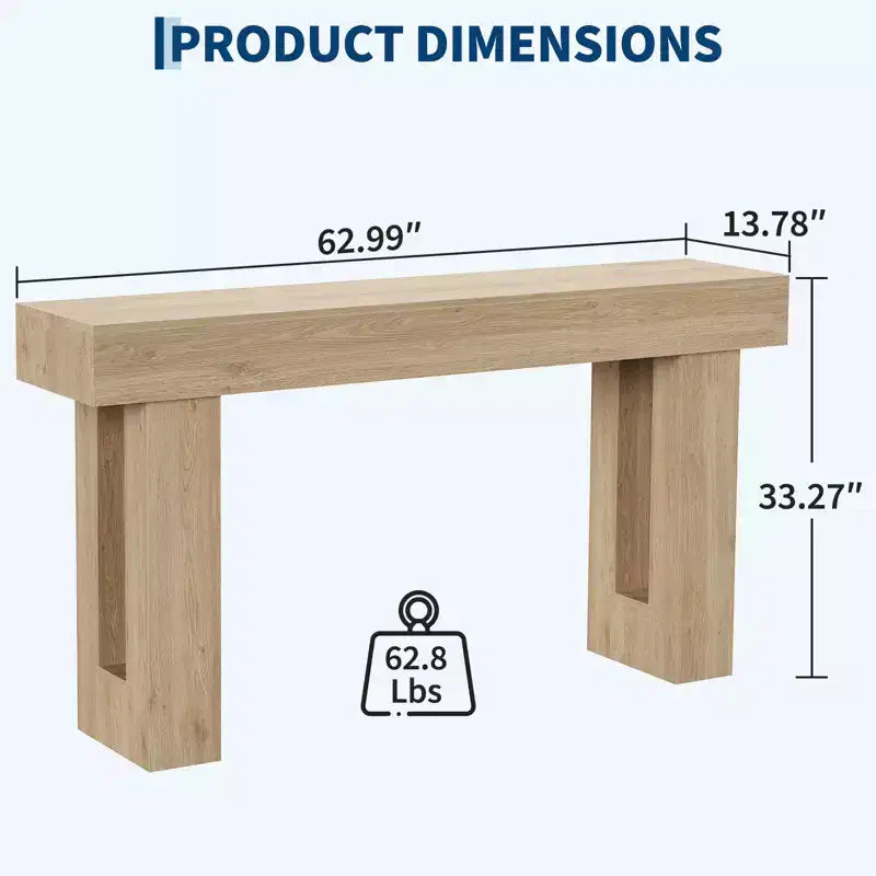 Console rectangulaire étroite de 160 cm, Table d'entrée en bois de style ferme pour couloir, hall d'entrée et salon, Table basse derrière le canapé
