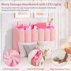 Cadre de lit double COZONY avec tête de lit de rangement, lit plateforme rembourré en tissu bouclé avec 2 tiroirs, sommier tapissier non nécessaire