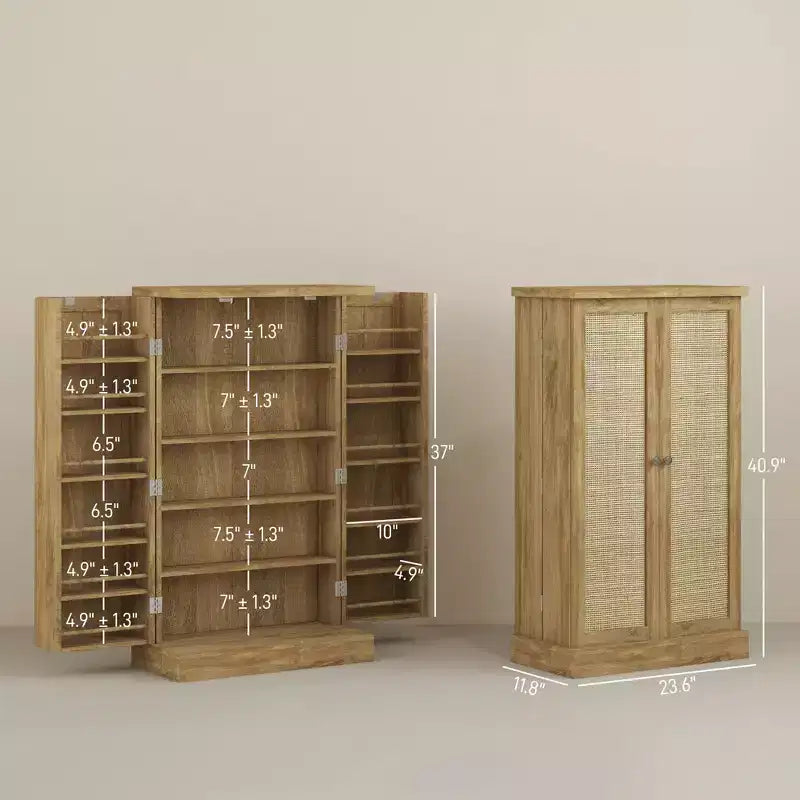 Meuble de cuisine autoportant, Armoire de rangement de cuisine avec étagère à 5 niveaux, 12 casiers à épices, Étagères réglables