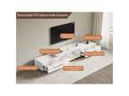 JVNOXK Meuble TV extensible 63,4-94,5 pour téléviseurs jusqu'à 100, console média moderne du milieu du siècle avec finition noyer, base en acier inoxydable pour salon
